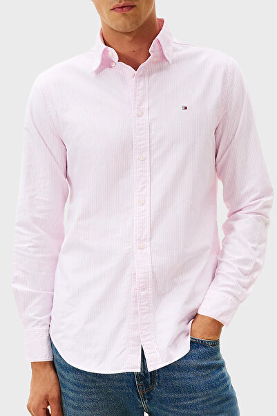 Tommy Hilfiger % 100 Pamuk Regular Fit Çizgili Gömlek Erkek GÖMLEK MW0MW36238 0D2