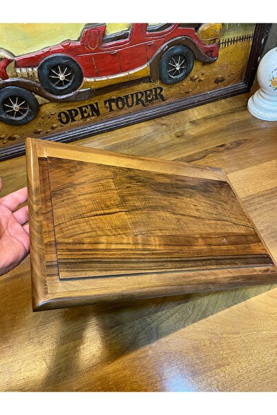 ANTİKA AYAL Walnut Hand Carved Tray 46X30 cm