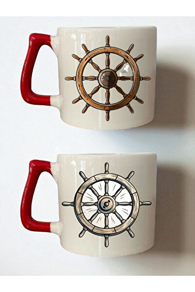 lili hediyelik Ship's Wheel Theme 2-Piece Mug - Teacher's Day Gift for Men, Graduation Gifts