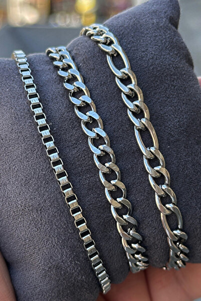 Takı Dükkanı 3Pcs Stainless Steel Bracelet Set Gift for Husband Wife Friend Lover Scb82