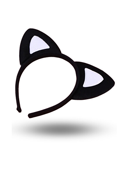 ForWhat Coroană pentru urechi pufoasă, alb-negru, 15x17 cm, pentru birou, aca...