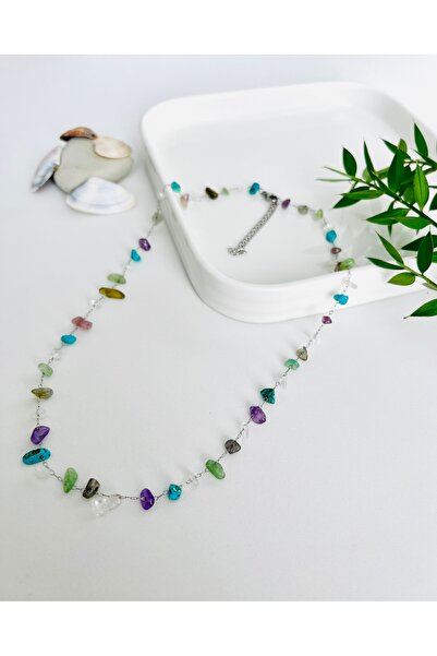 Fynbos قلادة من الفولاذ المقاوم للصدأ 316L مع حجر طبيعي حقيقي