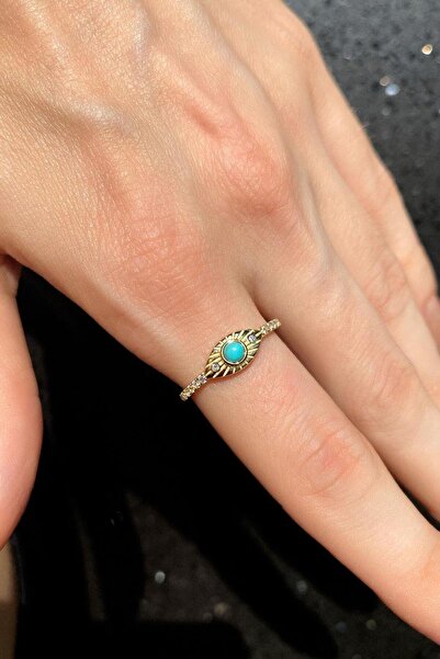 Spossy Silver Jewelry 925 Ayar Gümüş, 14 Ayar Gold, Mavi Opal Taşlı Göz Yüzük...