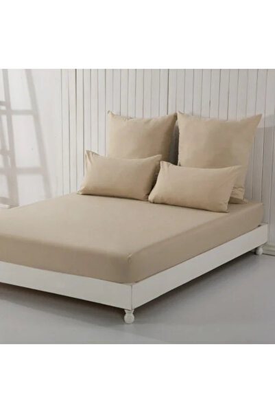 hsc Fitted Bed Sheet with Elastic 180 x 200 x 25 cm, Beige