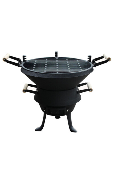 rosberg Grătar din fontă R51720A, grătar din fontă, mânere din lemn, 35,5x38 cm, negru