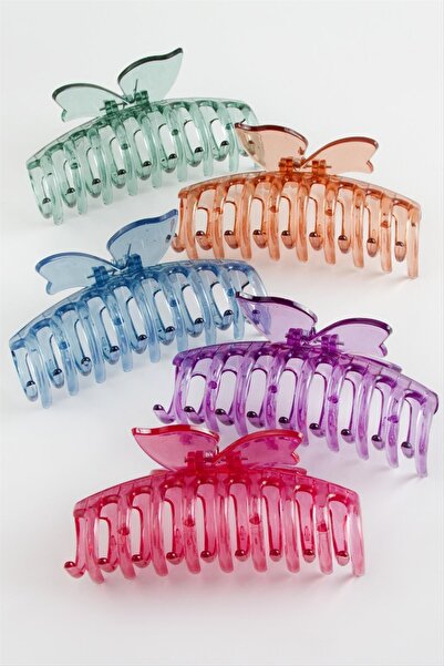 Ronanna مشبك ملون شفاف على شكل فراشة 11 سم