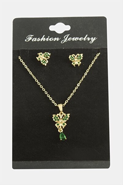 Marsilyan Butterfly Zircon Stone Set Necklace Ilkel-Bjt940