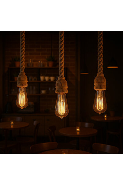 AYBÜK PABUÇ Halat Sarkıt Avize – El Örgüsü Jüt Halatlı 10 Adet