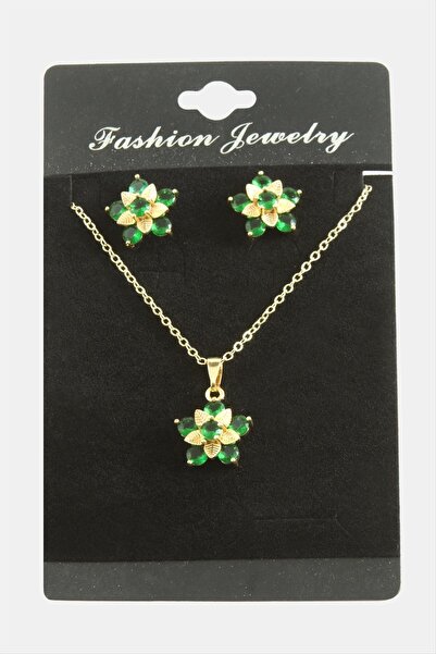 CT STONES Flower Zircon Stone Set Necklace