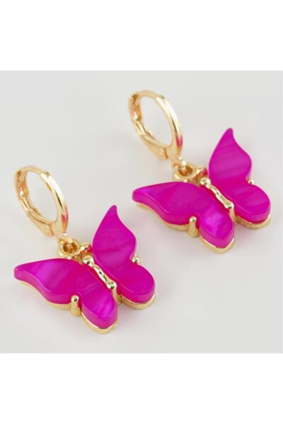 ZERO LAND Hn-Shop Butterfly Figured Polyester Earrings-Pink
