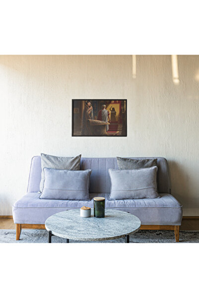 NOVAone Cleopatra ve Caesar Çerçeveli Tablo – Roma ve Mısır Tarihi – Politik Entrika Durvar Dekoru 30x42 cm