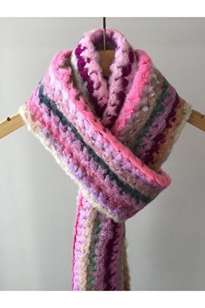 Mora Örgü وشاح مورا محبوك يدويًا خفيف الوزن (21×210 سم 280 جرام-MK28)