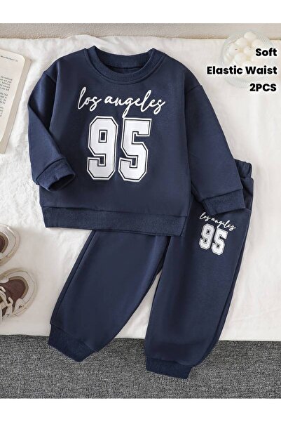 LEONE KOLEKSİYON طقم سويت شيرت للأطفال والرضع من الجنسين / طقم رياضي للحضانة