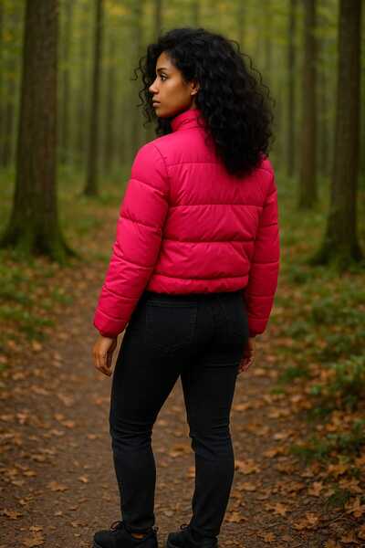 MODA Women's Fuchsia Puffer Coat - Zippered Quilted Winter Sports Coat