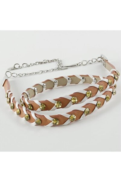 Marsilyan Braided Leather Stone Belt Ilkel-Bjt940
