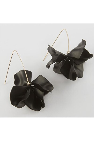 ZERO LAND أقراط زارا على شكل زهرة من سيبتيم - أسود