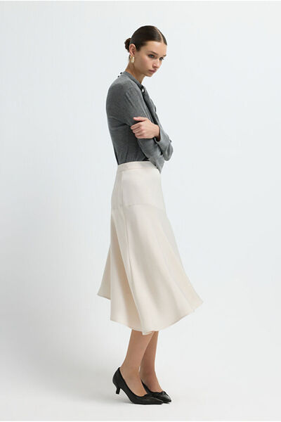 adL Saten Volanlı Etek