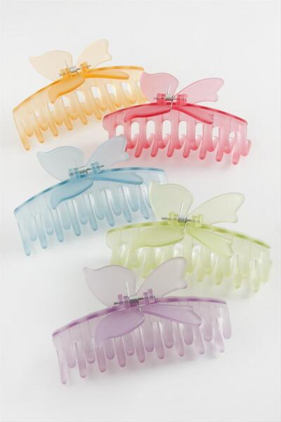 Ayena Moda مشبك ملون غير لامع على شكل فراشة 10 سم