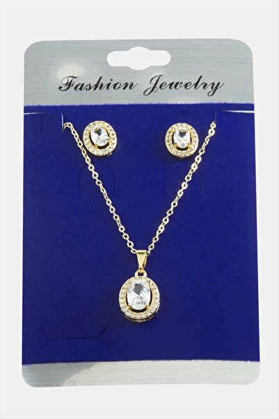 feryal مجموعة قلادة من حجر الزركون البيضاوي