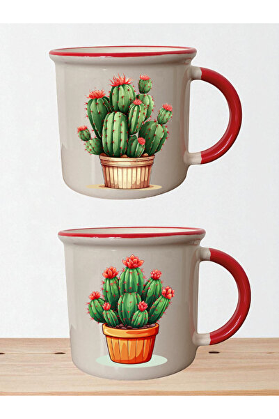 lili hediyelik Cactus 2-Piece Mug with Red Mouth - Graduation Gifts, Children...