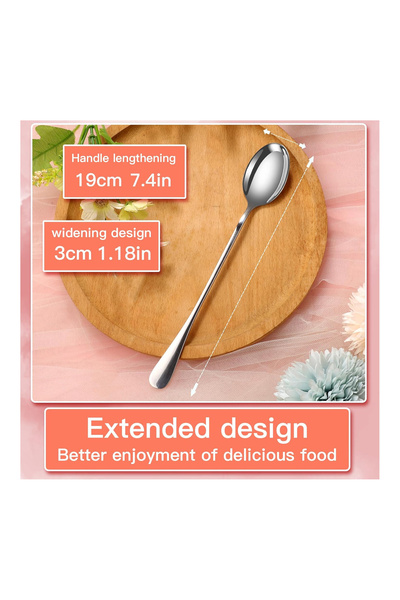 Bisbell Stainless Steel Long Spoon 6PCS – Durable Kitchen Cutlery, Reusable Serving Spoon Set,BB3233