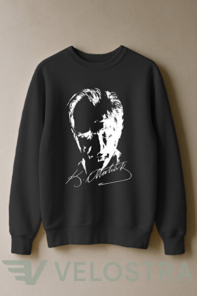 Velostra Hanorac unisex Atatürk cu imprimeu 3 İplik İçi Şa cu căptușeală din ...