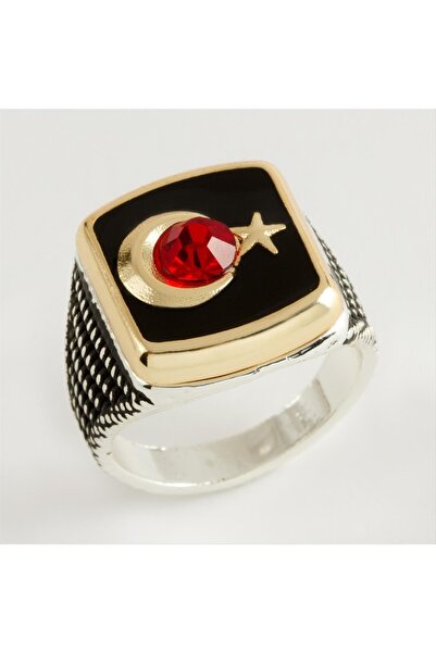 Marsilyan خاتم رجالي معدني على شكل نجمة القمر