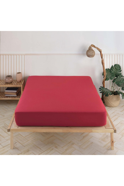 hsc Fitted Jersey Bed Sheet 160 x 200 cm, Red