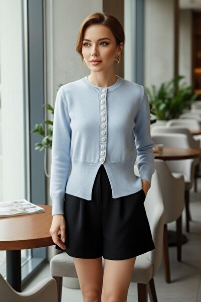 Mossta Асиметричний трикотажний кардиган на ґудзиках - синій