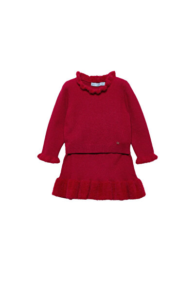 Abel & Lula Red Knitwear Set Blouse 1-3 Years - Skirt 5513