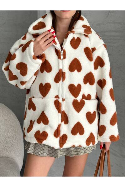 Bella Breeze Kadın Kalp Desenli Polar Mont