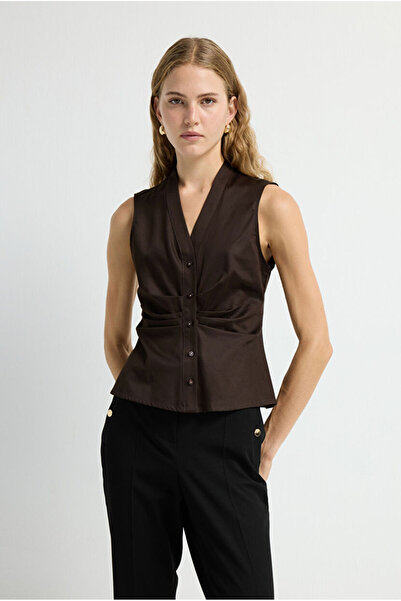 adL Büzgülü Düğmeli Bluz