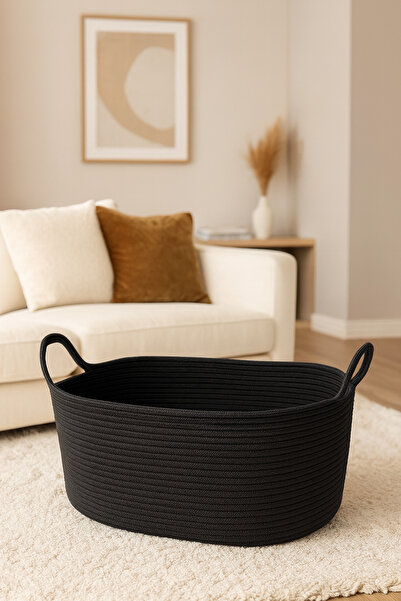 MaVaux Wicker Jute Decorative Basket 20X30X50 Cm, Toy, Laundry, Bathroom, Kitchen and Organizer Storage Basket