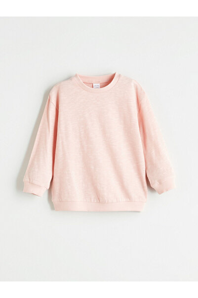 LC Waikiki Alita City Lcw Baby Pink Oval Collar Basic Baby Girl Sweatshirt wi...