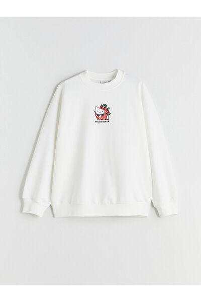 LC Waikiki LCW Kids Bisiklet Yaka Hello Kitty Baskılı Kız Çocuk Sweatshirt