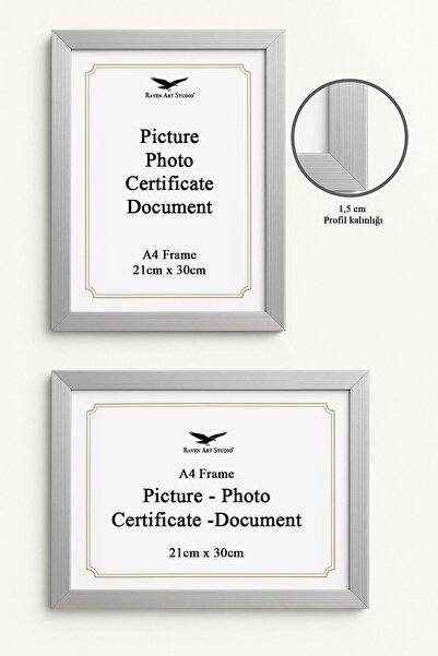 Raven Art Studio Ermitaj A4 Ebat 21cm x 30cm Resim Fotoğraf Belge Poster Evrak Çerçevesi Korumalı Kırılmaz Pleksi Cam