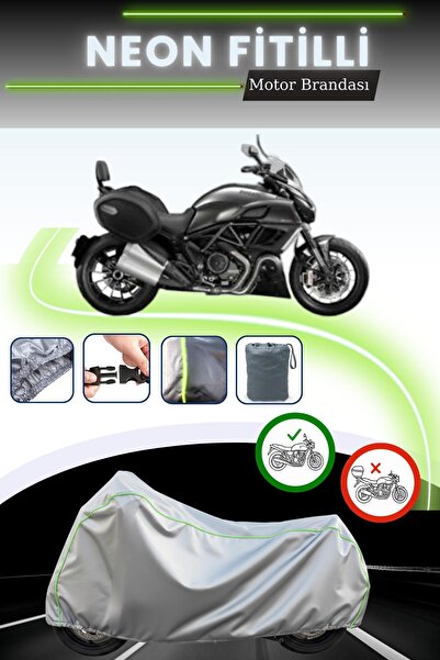 Cemku Cool حقيبة خلفية رمادية نيون قماش مجدّل وقماش محرك متوافق مع دوكاتي ديا...