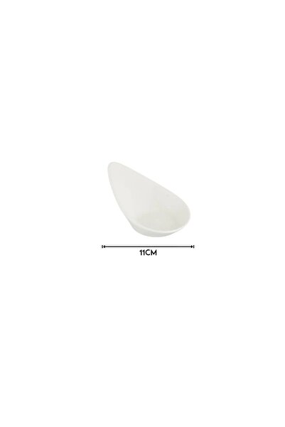 ORIAN 6-piece white porcelain teardrop-shaped yogurt sauce set, 12 cm