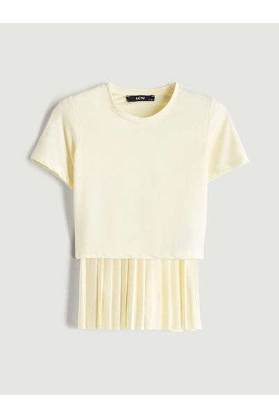 LC Waikiki Sari Crew Neck Girls' T-Shirt and Skirt