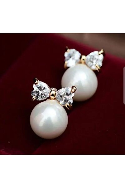 Zircon Bowtie Pearl Earrings(DOES NOT TARNISH)