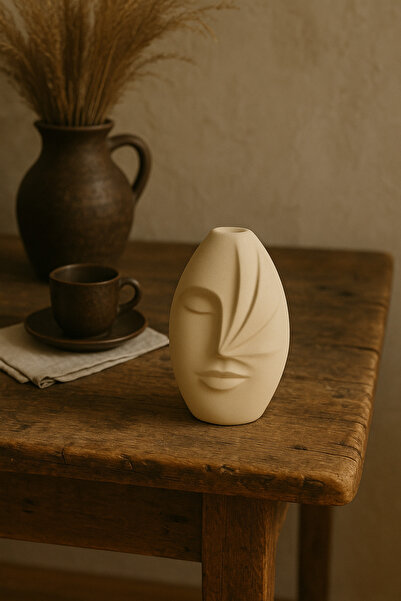MİS KİTCHEN Minimalist Face Figured Decorative Vase Modern Living Room and Office Accessory