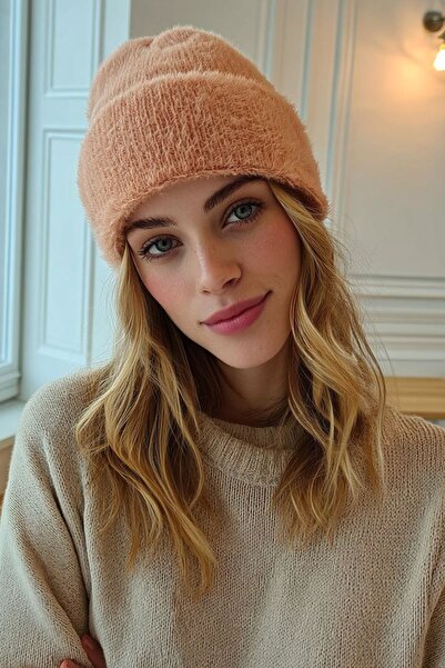 LAGRANZE قبعة تريكو ناعمة ورقيقة ذات ملمس فرو