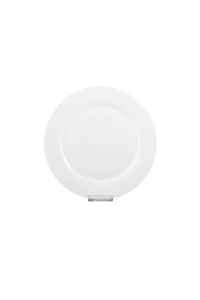 ORIAN Plain white porcelain flat dinner plate set, size 27 cm, 6 pieces