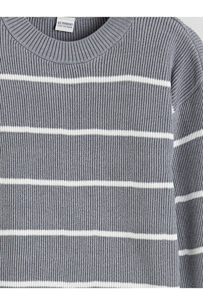 LC Waikiki Özmarka New Season Crew Neck Striped Girls' Knitwear Sweater