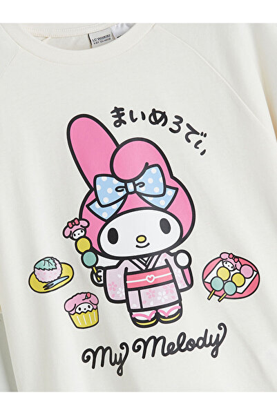 LC Waikiki Ecru Crew Neck Printed Girls' T-Shirt