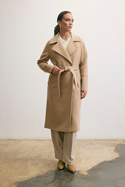 KENT Long Beige Coat with Belt