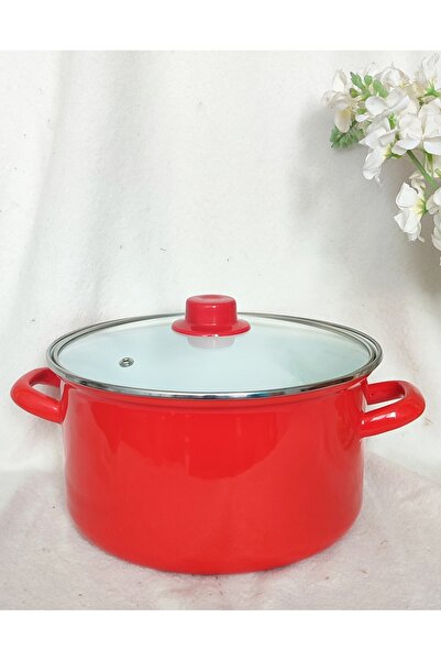 EBRULİEMAYE Orange Enamel Deep Pot 5.75 Liter Milk Yogurt Soup Pot