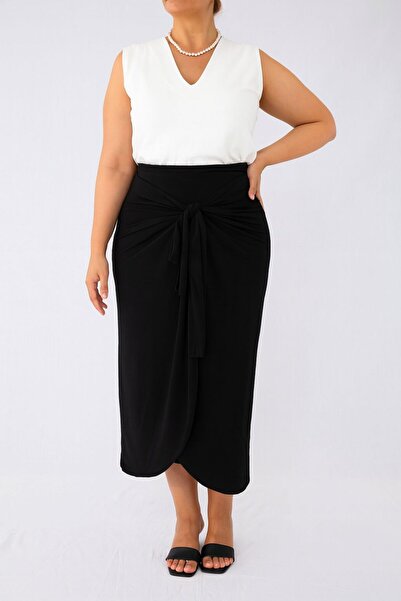 CNG MODA Plus Size Sandy Tie-Up Skirt