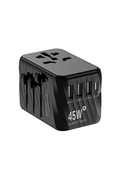 EONE شاحن عالمي 45 واط بخمس منافذ USB سريع أبيض