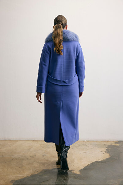 KENT Classic Long Magenta Coat with Fur Collar